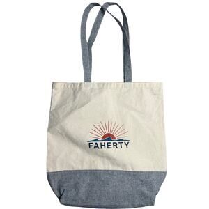 Faherty Tote Bag Canva White & Gray 100% Cotton